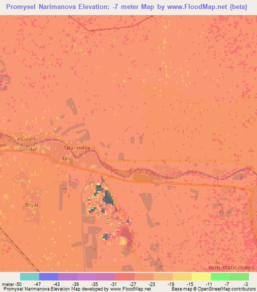 Promysel Narimanova,Azerbaijan Elevation Map