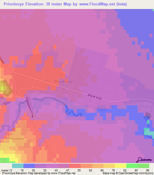 Privolnoye,Azerbaijan Elevation Map