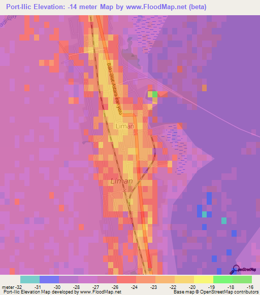 Port-Ilic,Azerbaijan Elevation Map