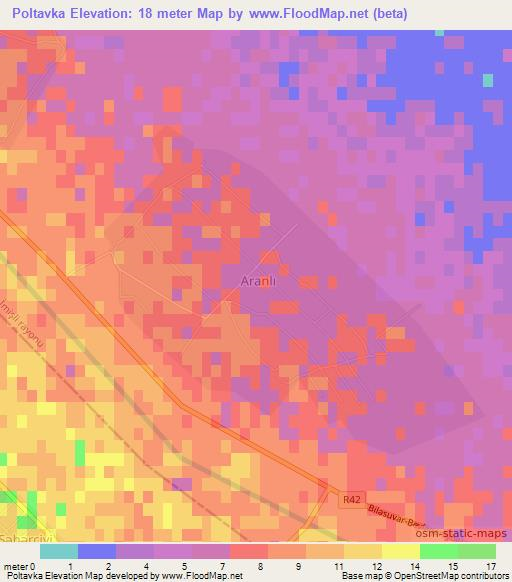 Poltavka,Azerbaijan Elevation Map