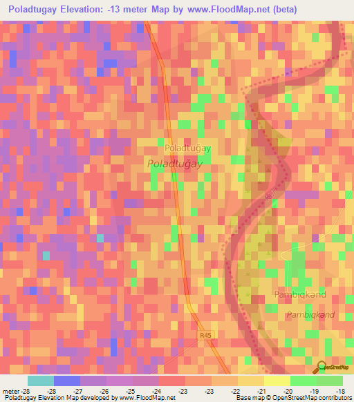 Poladtugay,Azerbaijan Elevation Map