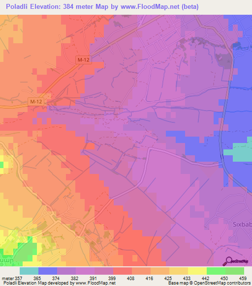 Poladli,Azerbaijan Elevation Map