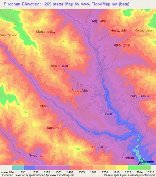 Pircahan,Azerbaijan Elevation Map
