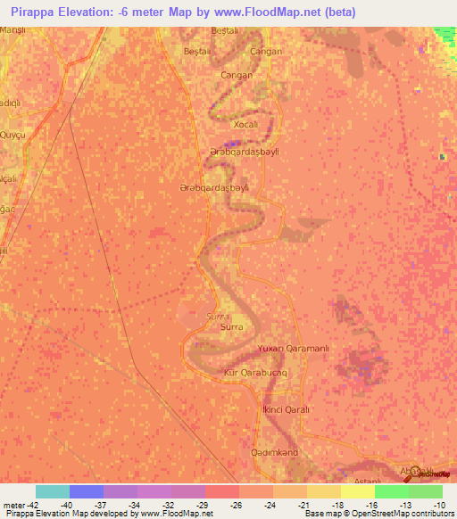 Pirappa,Azerbaijan Elevation Map