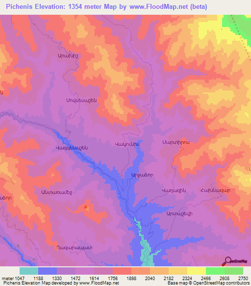 Pichenis,Azerbaijan Elevation Map