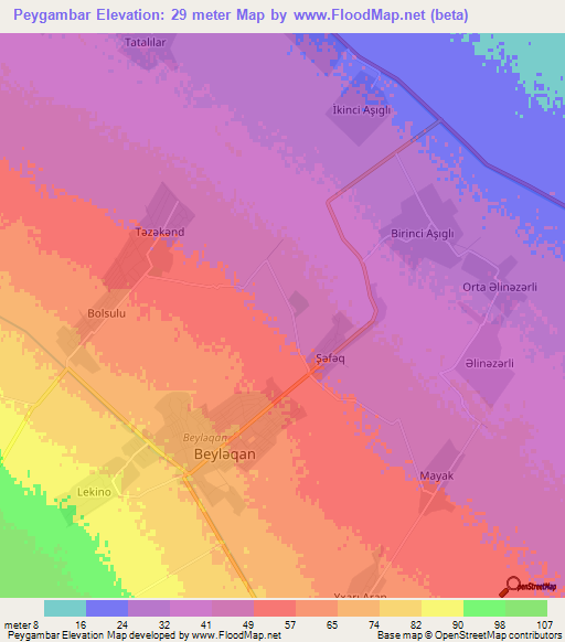 Peygambar,Azerbaijan Elevation Map