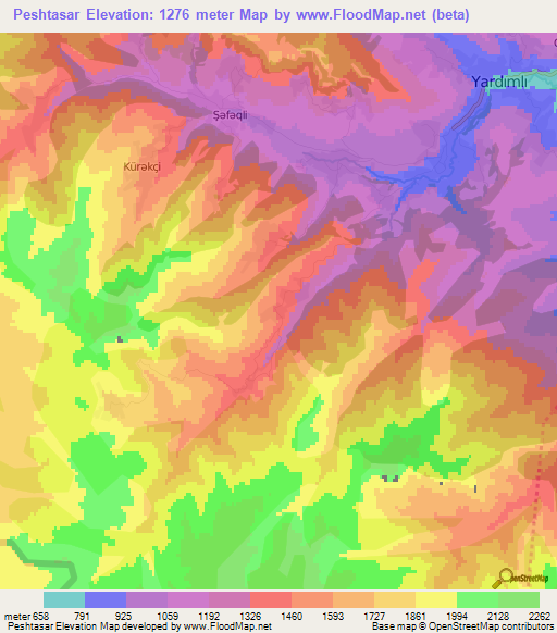 Peshtasar,Azerbaijan Elevation Map