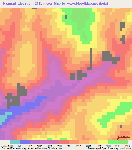 Pazmari,Azerbaijan Elevation Map