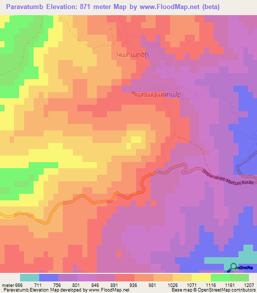Paravatumb,Azerbaijan Elevation Map