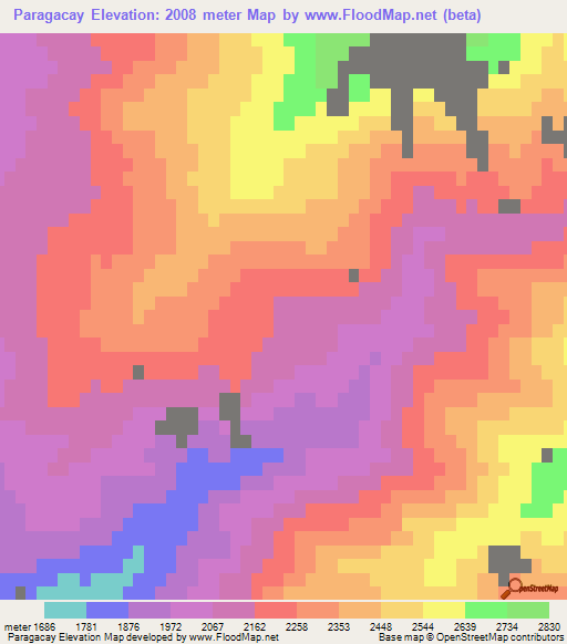 Paragacay,Azerbaijan Elevation Map