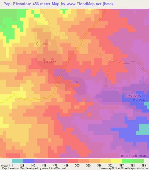 Papi,Azerbaijan Elevation Map