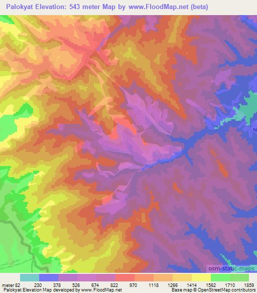 Palokyat,Azerbaijan Elevation Map