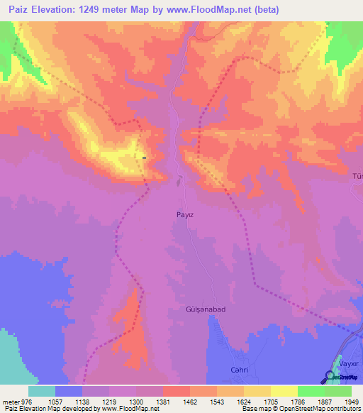 Paiz,Azerbaijan Elevation Map