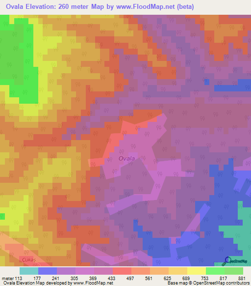 Ovala,Azerbaijan Elevation Map