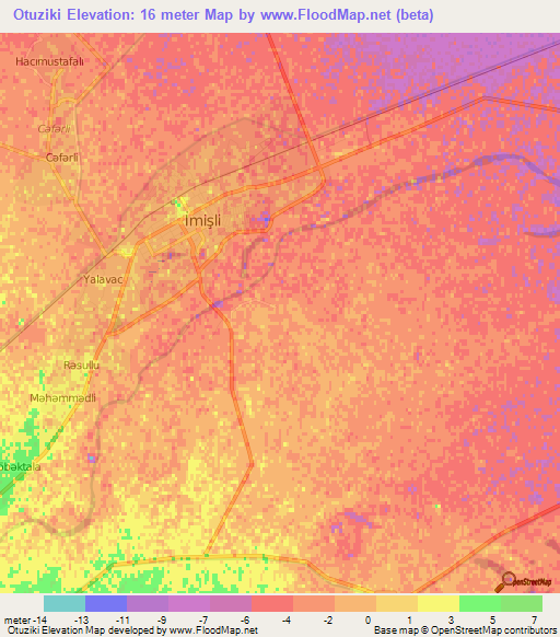 Otuziki,Azerbaijan Elevation Map