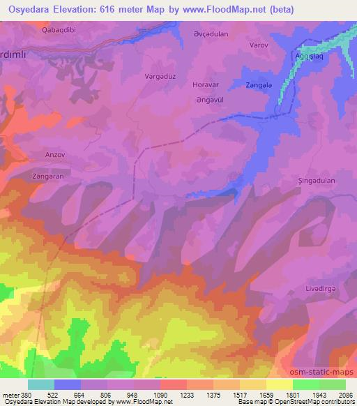 Osyedara,Azerbaijan Elevation Map