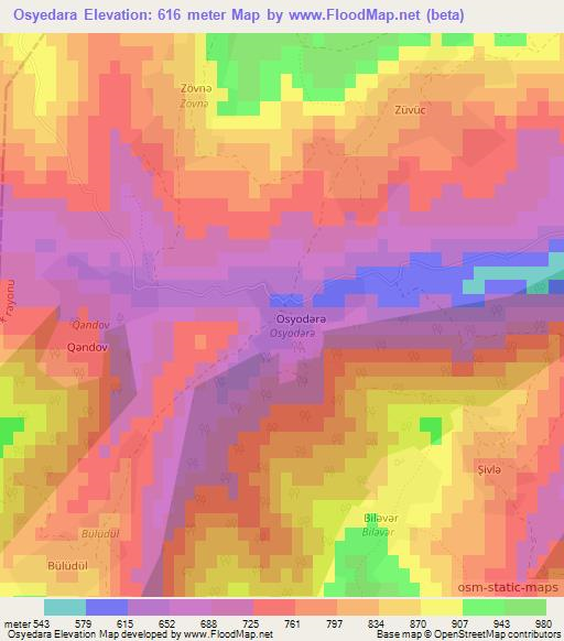 Osyedara,Azerbaijan Elevation Map