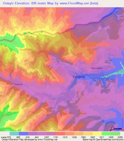 Ostayir,Azerbaijan Elevation Map
