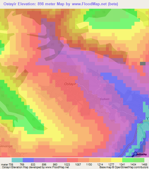 Ostayir,Azerbaijan Elevation Map