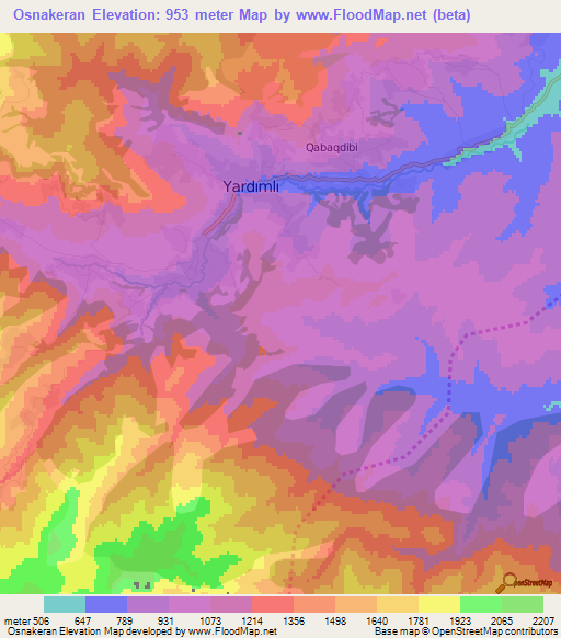 Osnakeran,Azerbaijan Elevation Map