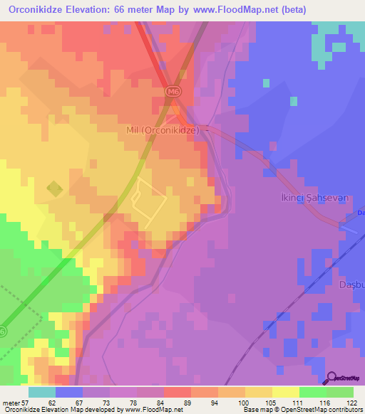 Orconikidze,Azerbaijan Elevation Map