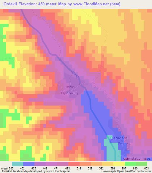 Ordekli,Azerbaijan Elevation Map