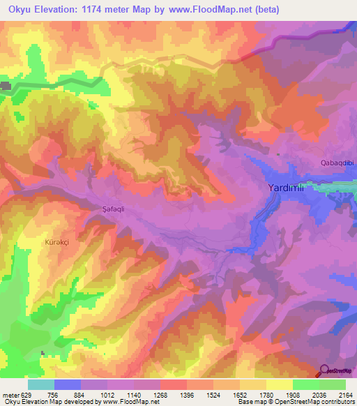 Okyu,Azerbaijan Elevation Map