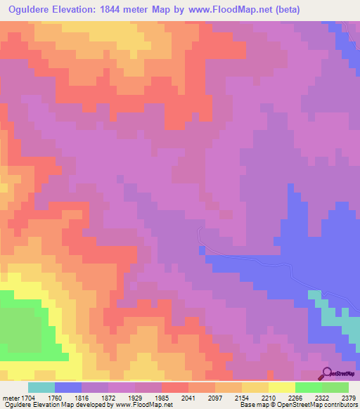 Oguldere,Azerbaijan Elevation Map