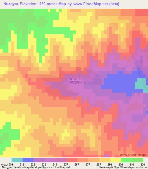 Nuzgyar,Azerbaijan Elevation Map