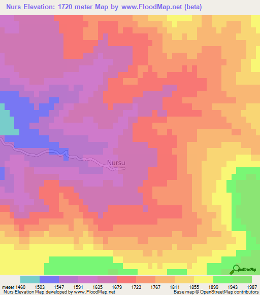 Nurs,Azerbaijan Elevation Map