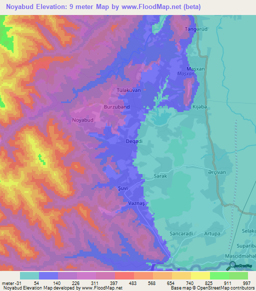 Noyabud,Azerbaijan Elevation Map