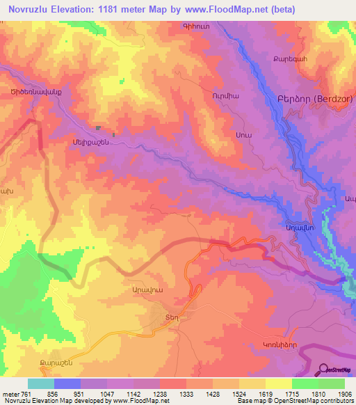 Novruzlu,Azerbaijan Elevation Map