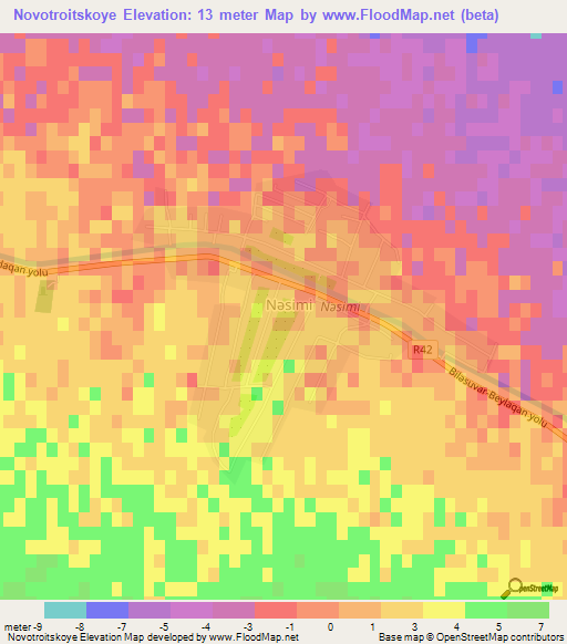 Novotroitskoye,Azerbaijan Elevation Map