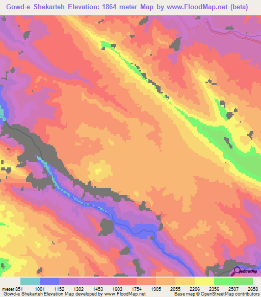 Gowd-e Shekarteh,Iran Elevation Map