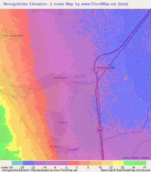 Novogolovka,Azerbaijan Elevation Map