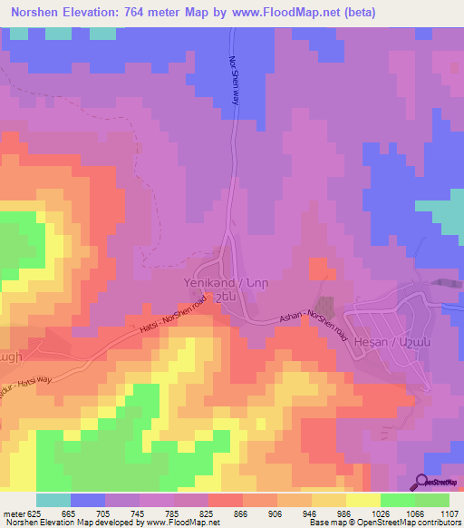Norshen,Azerbaijan Elevation Map