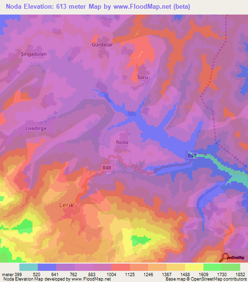 Noda,Azerbaijan Elevation Map