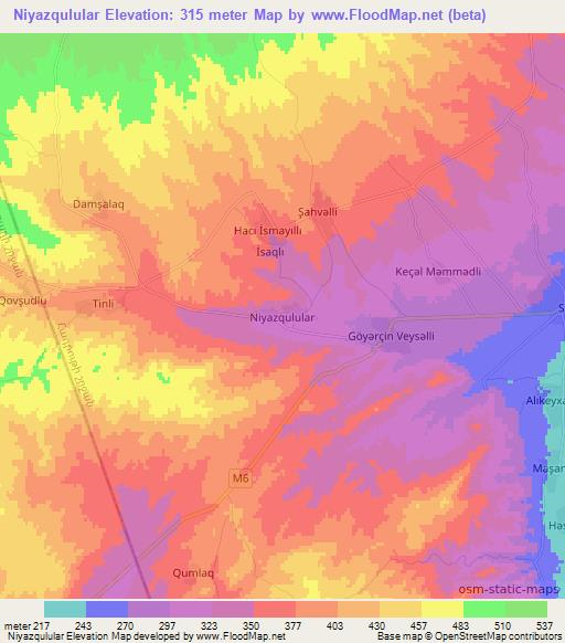 Niyazqulular,Azerbaijan Elevation Map