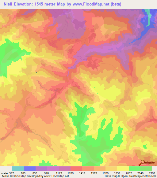 Nisli,Azerbaijan Elevation Map