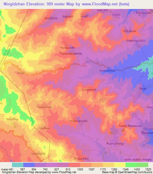 Ningidzhan,Azerbaijan Elevation Map