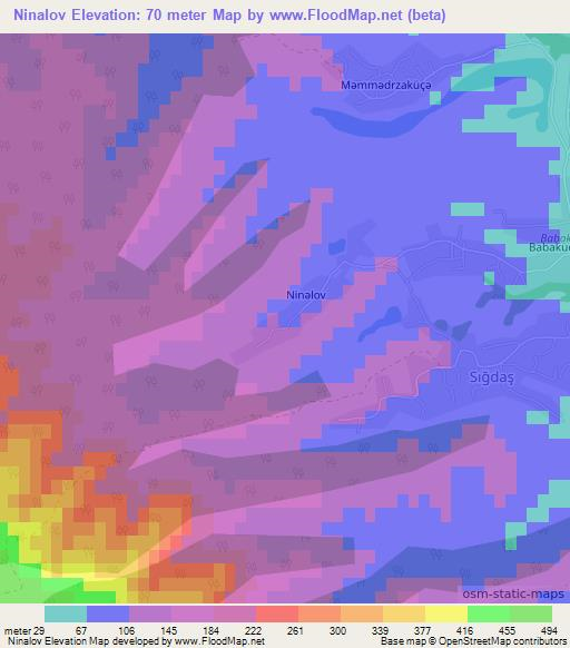 Ninalov,Azerbaijan Elevation Map