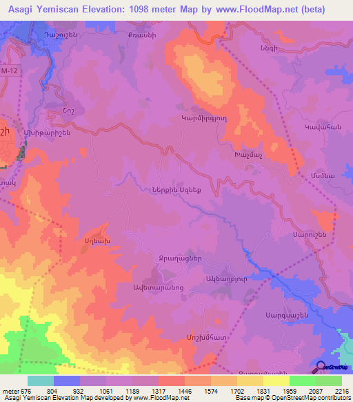 Asagi Yemiscan,Azerbaijan Elevation Map