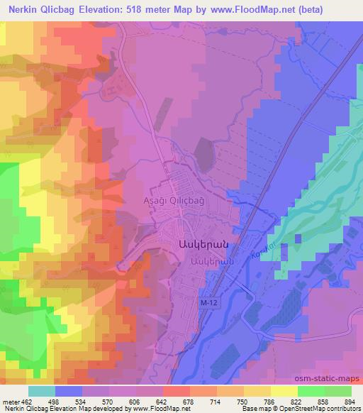 Nerkin Qlicbag,Azerbaijan Elevation Map