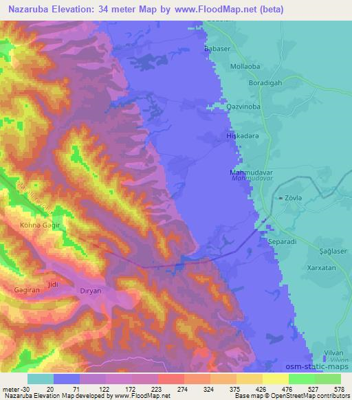 Nazaruba,Azerbaijan Elevation Map