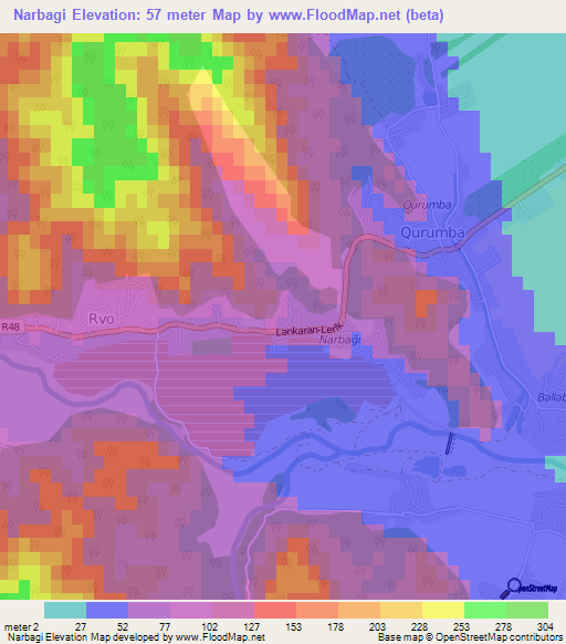 Narbagi,Azerbaijan Elevation Map