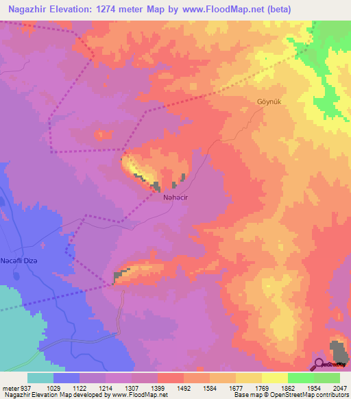 Nagazhir,Azerbaijan Elevation Map