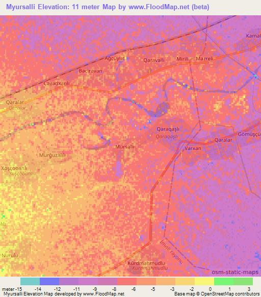 Myursalli,Azerbaijan Elevation Map