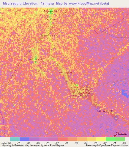 Myursagulu,Azerbaijan Elevation Map