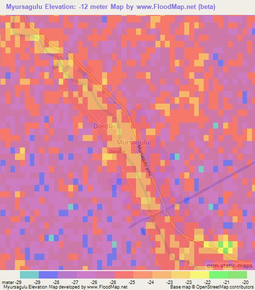 Myursagulu,Azerbaijan Elevation Map