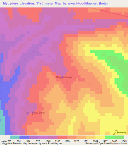 Mygydere,Azerbaijan Elevation Map